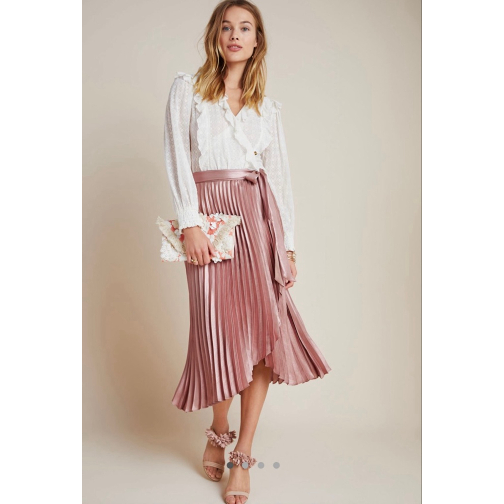 Anthropologie Maeve Paulina Pleated Midi Skirt
